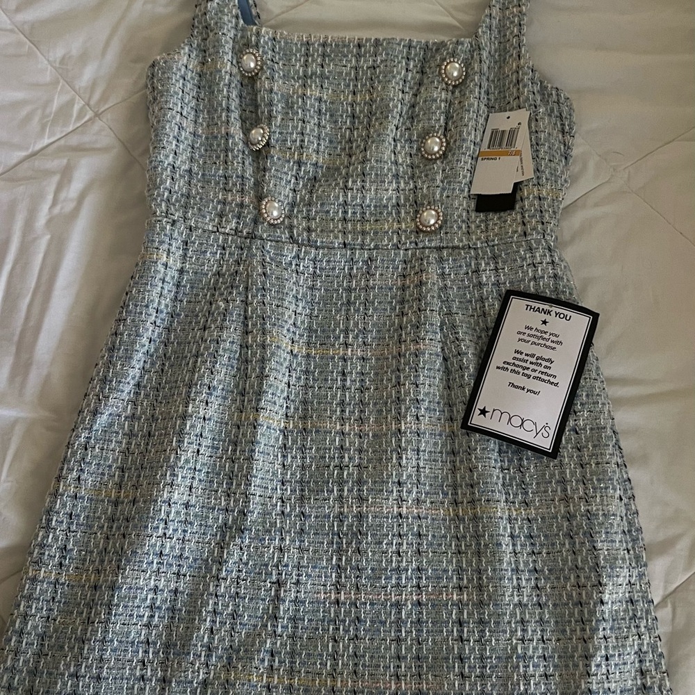 Elegant Tweed Dress with Pearl Accents